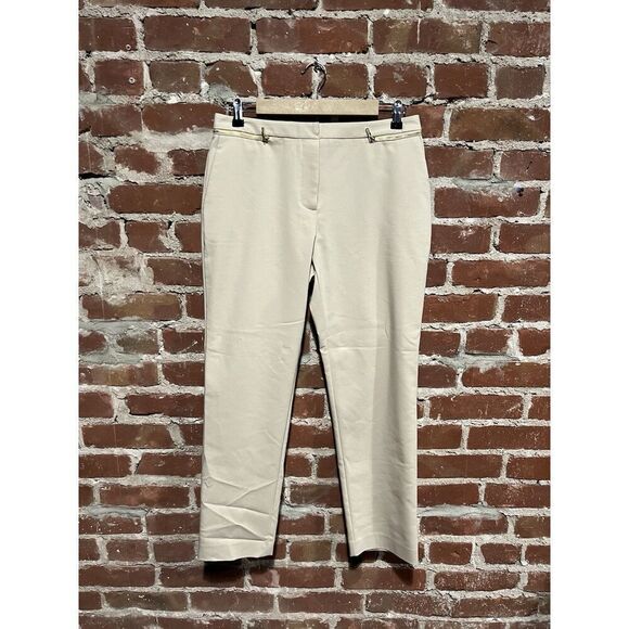 Calvin Klein Womens Ivory Straight Leg Leather Type Pants Size 8 NWT - Picture 1 of 3